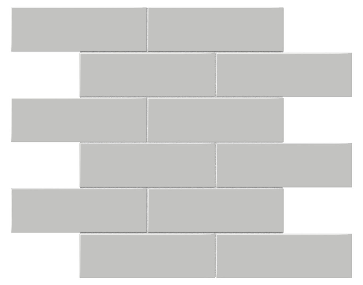 2x6 Loft Grey Glossy Brick Mosaic