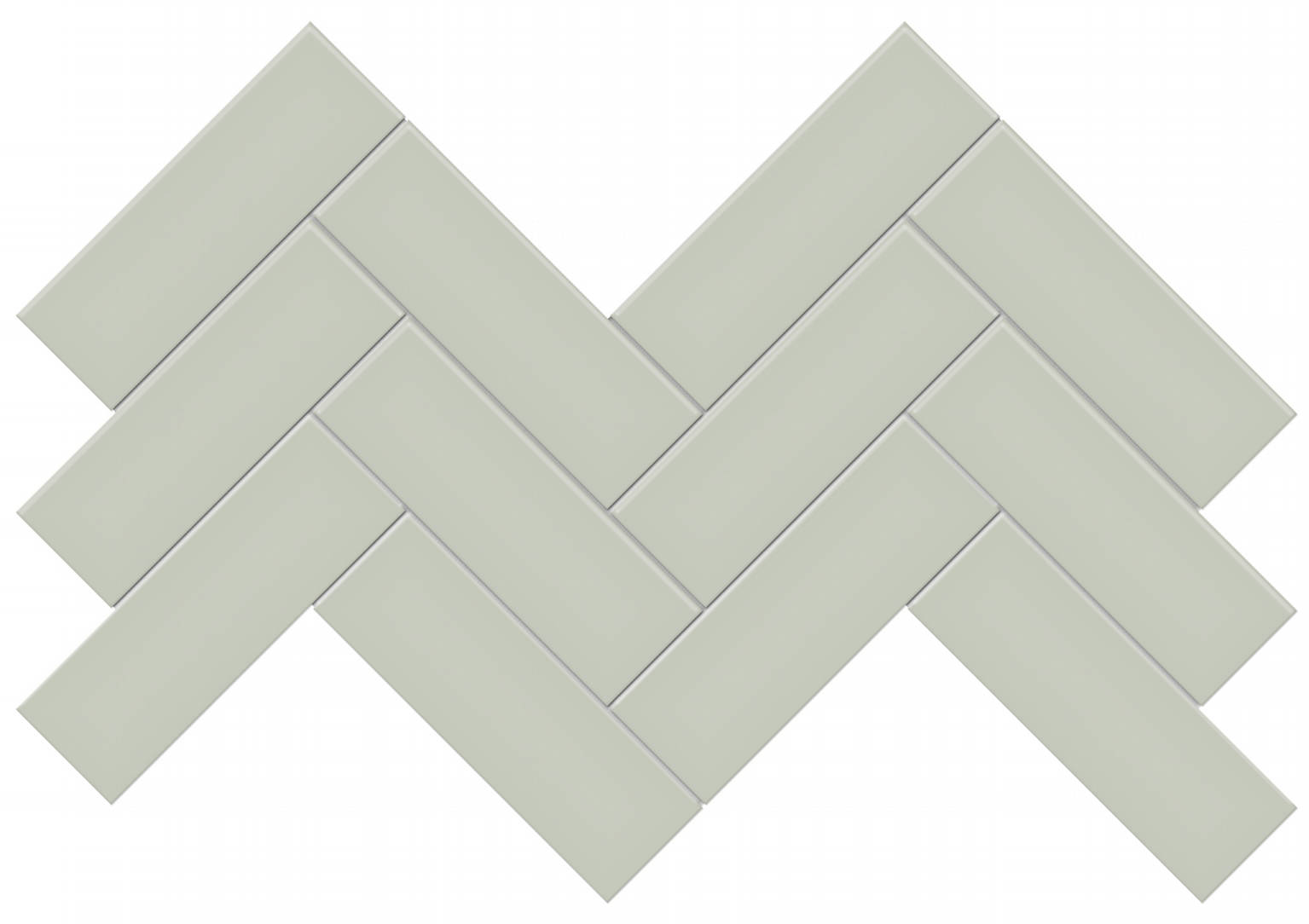 2x6 Soft Sage Glossy Herringbone Mosaic