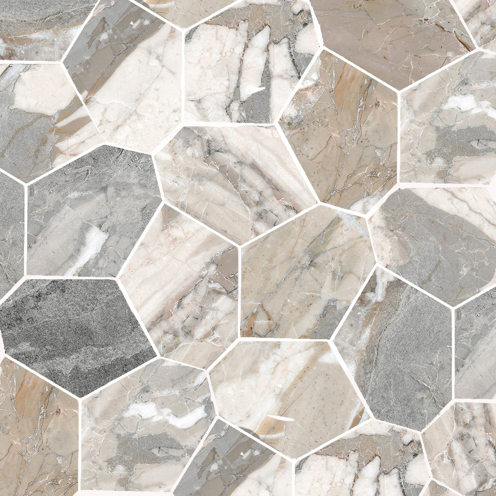 Dynasty Grey Polished/Matte 11X12 Eggs Mosaic