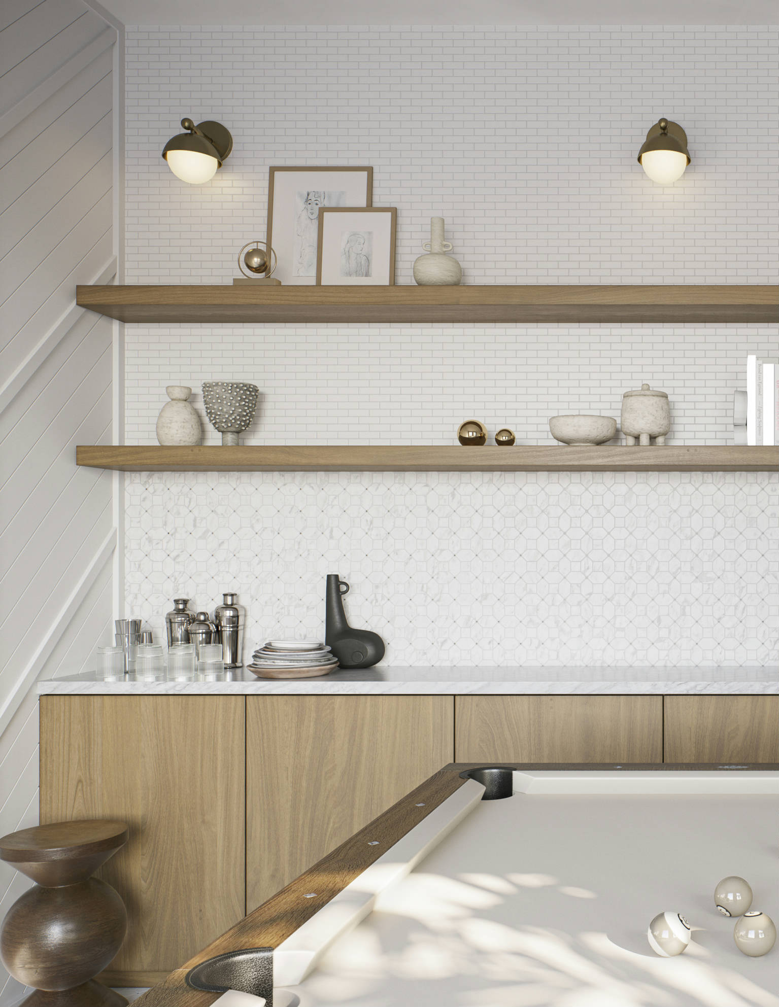 Offset Daisy Mosaic, Cliff Ridge Mosaic | Marino Tile NY
