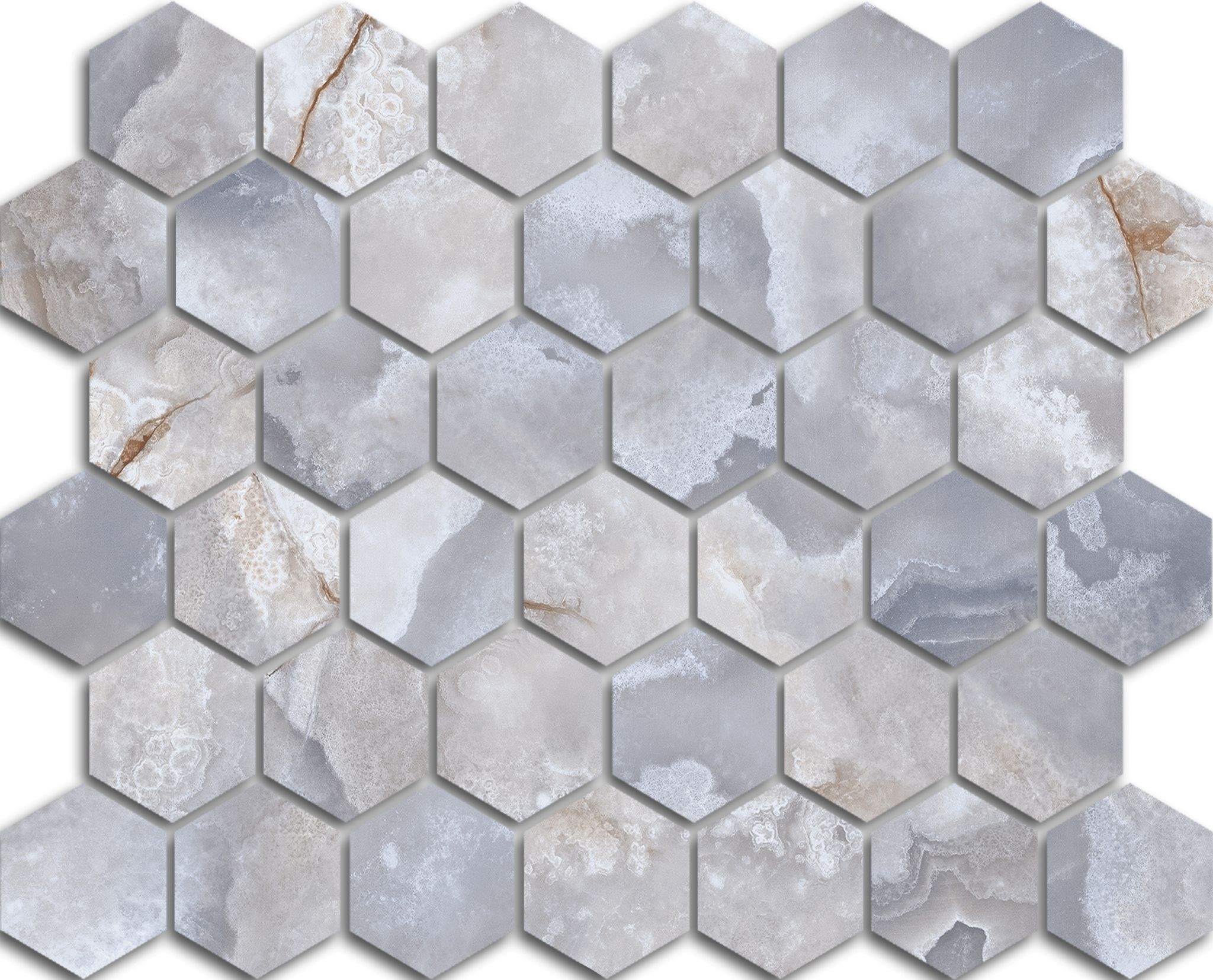 Treasure II Blue Dream Onyx 2×2 Polished Hexagon Mosaic