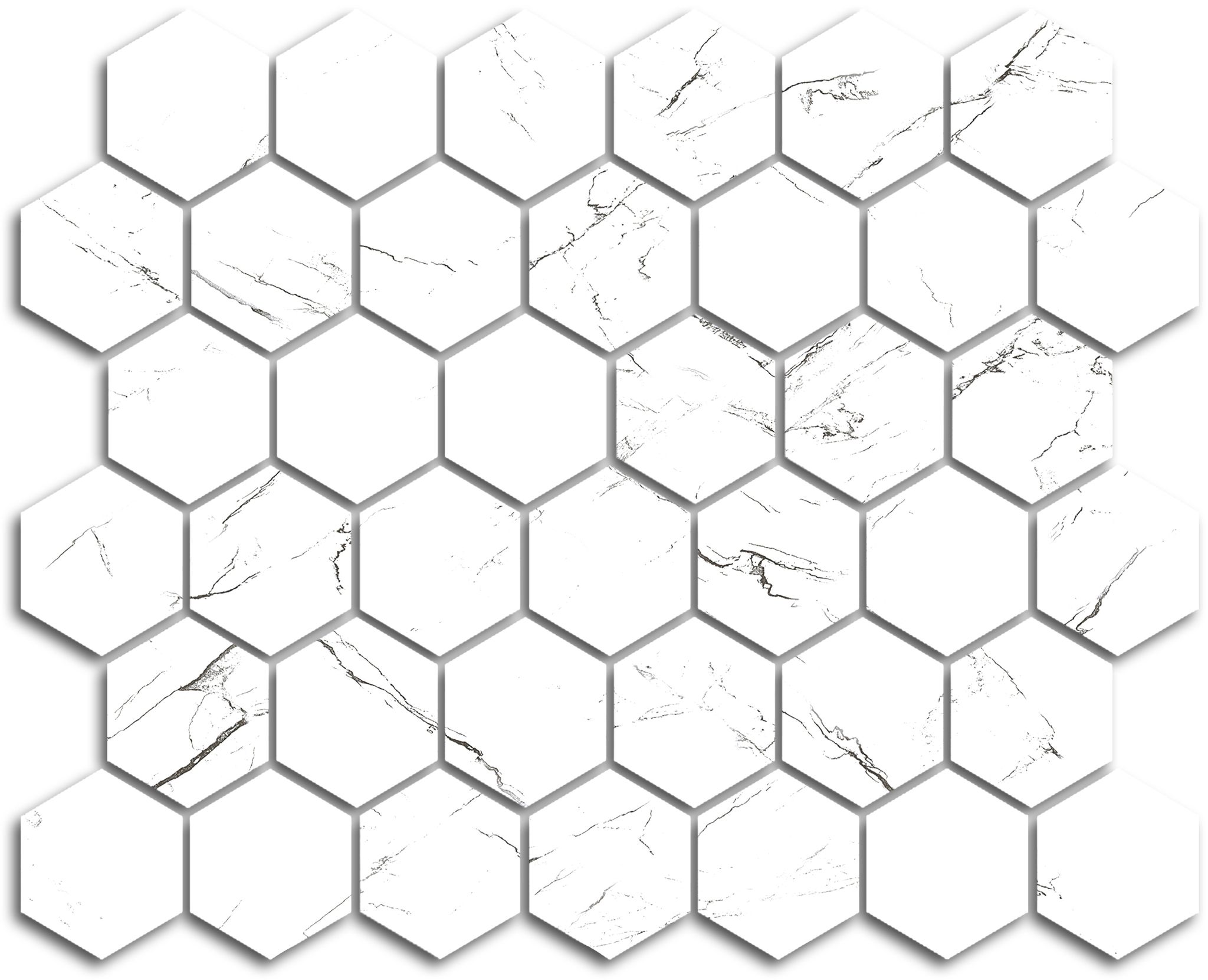 Treasure II Ice White Marble 2×2 Polished Hexagon Mosaic