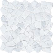 Mini Opus Matte White Grey Marble Stone Interlocking | Marino Tile NY